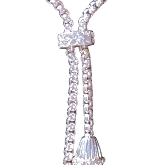 Silver Tone Lariat Tassel Necklace - Picture 5 of 8
